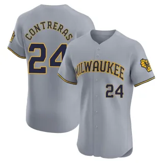 Elite Men's William Contreras Milwaukee Brewers Road Jersey - Gray