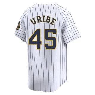 Limited Men's Abner Uribe Milwaukee Brewers Alternate Jersey - White