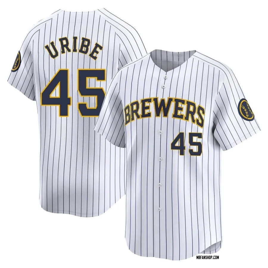 Limited Men's Abner Uribe Milwaukee Brewers Alternate Jersey - White
