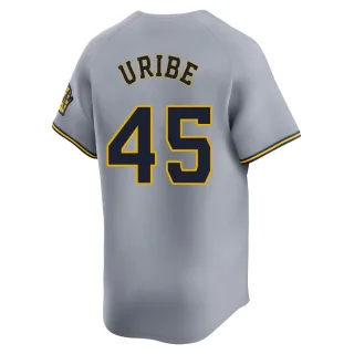 Limited Men's Abner Uribe Milwaukee Brewers Away Jersey - Gray