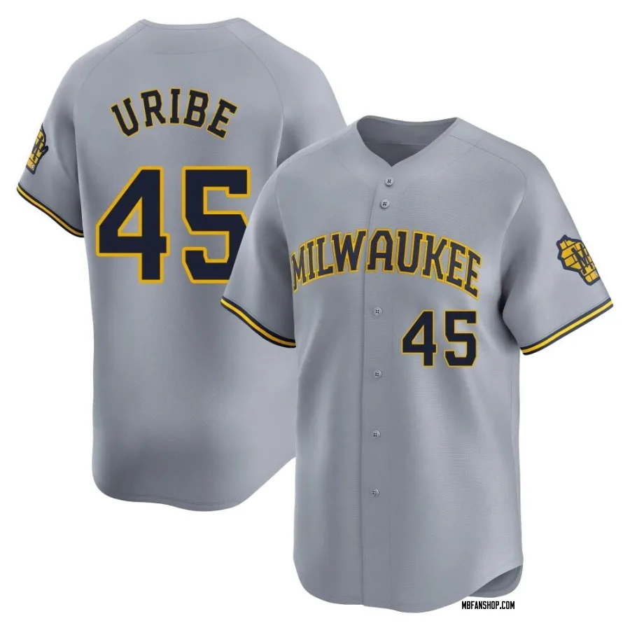 Limited Men's Abner Uribe Milwaukee Brewers Away Jersey - Gray