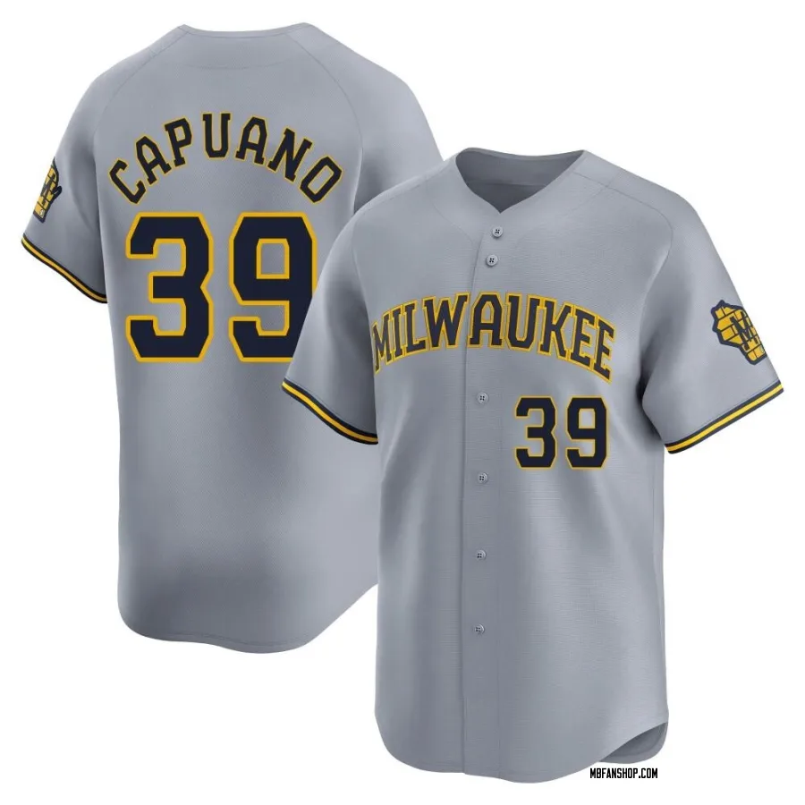 Limited Men's Chris Capuano Milwaukee Brewers Away Jersey - Gray
