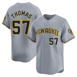 Limited Men's Connor Thomas Milwaukee Brewers Away Jersey - Gray