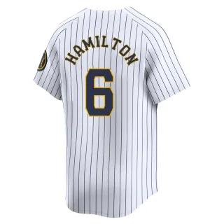 Limited Men's David Hamilton Milwaukee Brewers Alternate Jersey - White