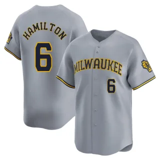 Limited Men's David Hamilton Milwaukee Brewers Away Jersey - Gray