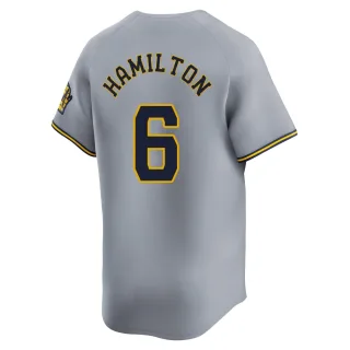 Limited Men's David Hamilton Milwaukee Brewers Away Jersey - Gray
