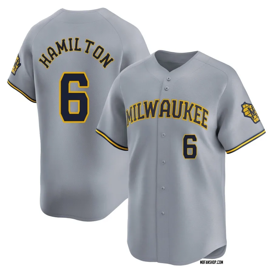 Limited Men's David Hamilton Milwaukee Brewers Away Jersey - Gray