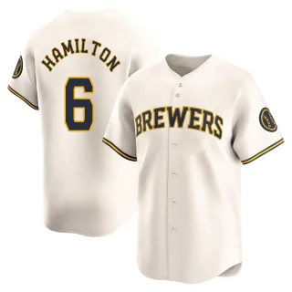 Limited Men's David Hamilton Milwaukee Brewers Home Jersey - Cream