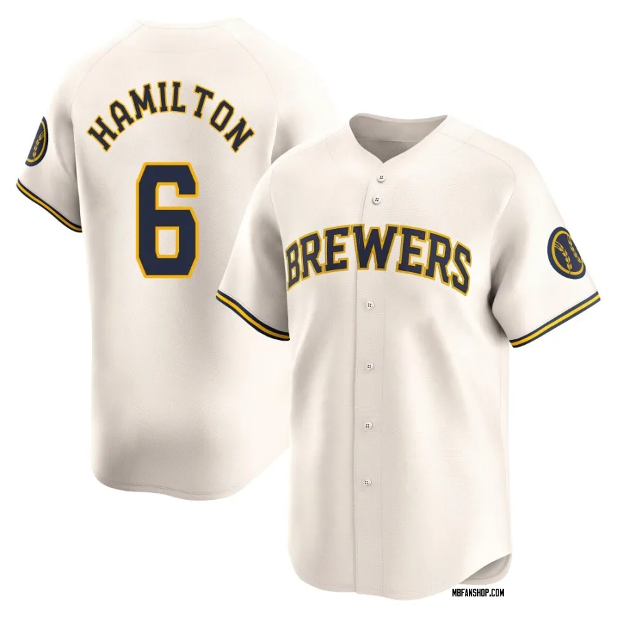 Limited Men's David Hamilton Milwaukee Brewers Home Jersey - Cream