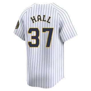 Limited Men's DL Hall Milwaukee Brewers Alternate Jersey - White