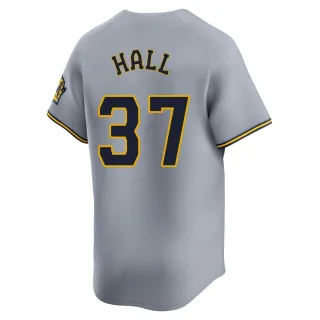 Limited Men's DL Hall Milwaukee Brewers Away Jersey - Gray