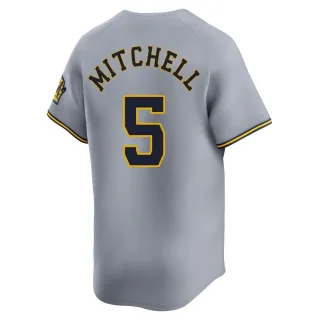 Limited Men's Garrett Mitchell Milwaukee Brewers Away Jersey - Gray