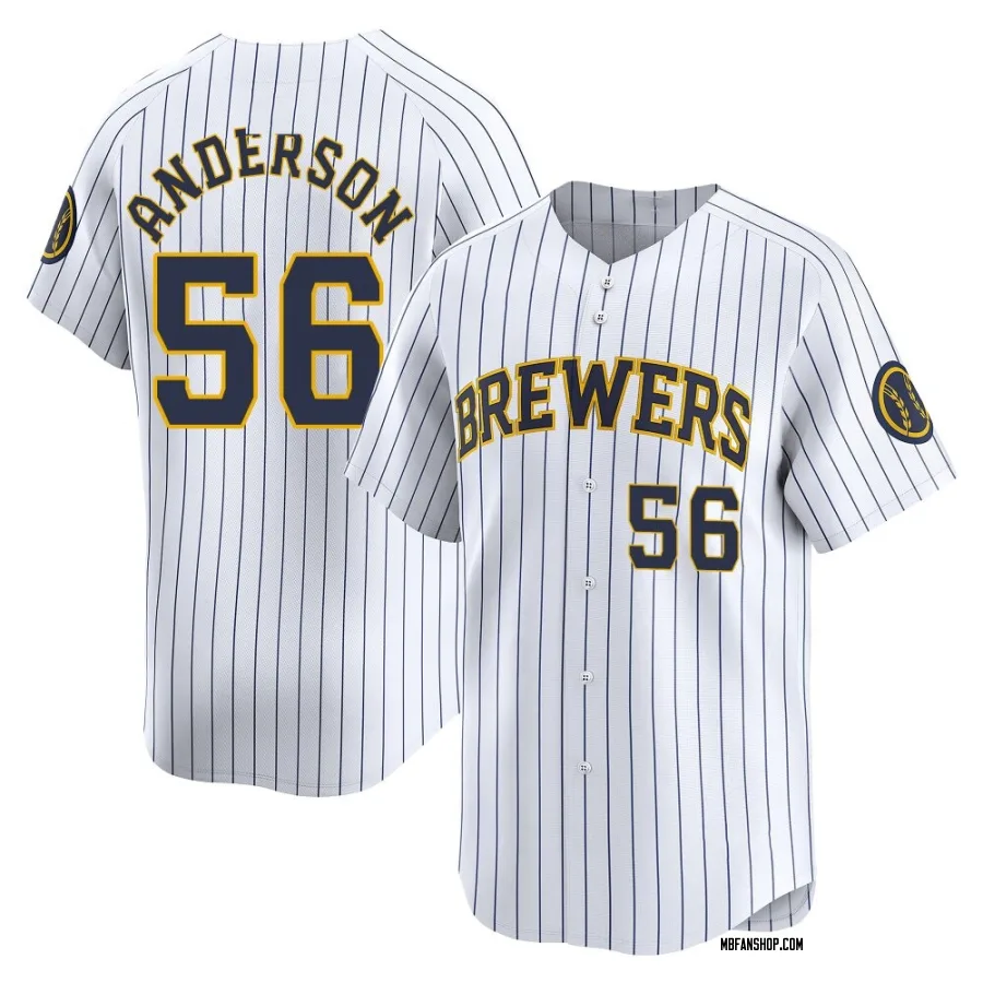 Limited Men's Grant Anderson Milwaukee Brewers Alternate Jersey - White