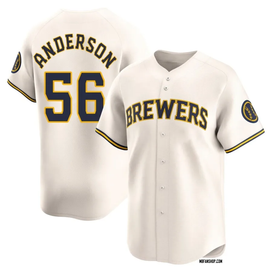 Limited Men's Grant Anderson Milwaukee Brewers Home Jersey - Cream