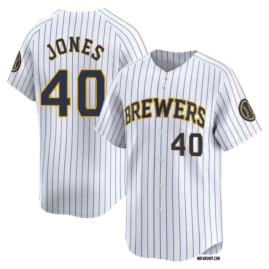 Limited Men's Greg Jones Milwaukee Brewers Alternate Jersey - White