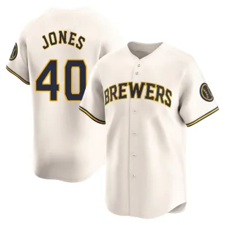 Limited Men's Greg Jones Milwaukee Brewers Home Jersey - Cream