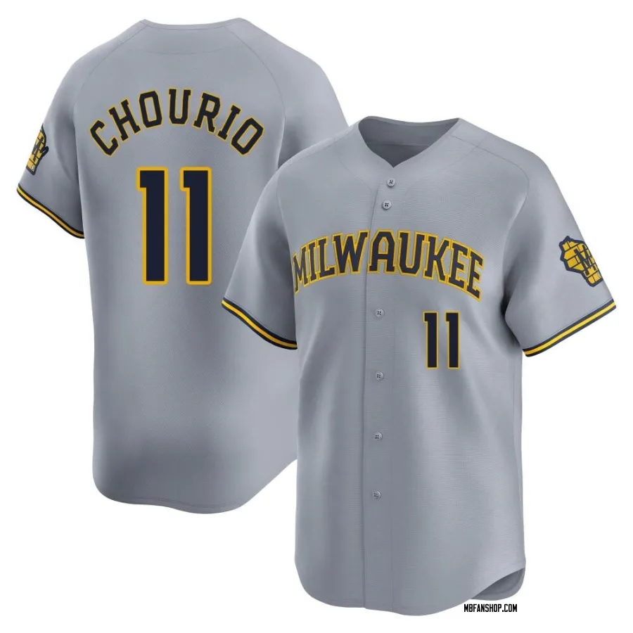 Limited Men's Jackson Chourio Milwaukee Brewers Away Jersey - Gray