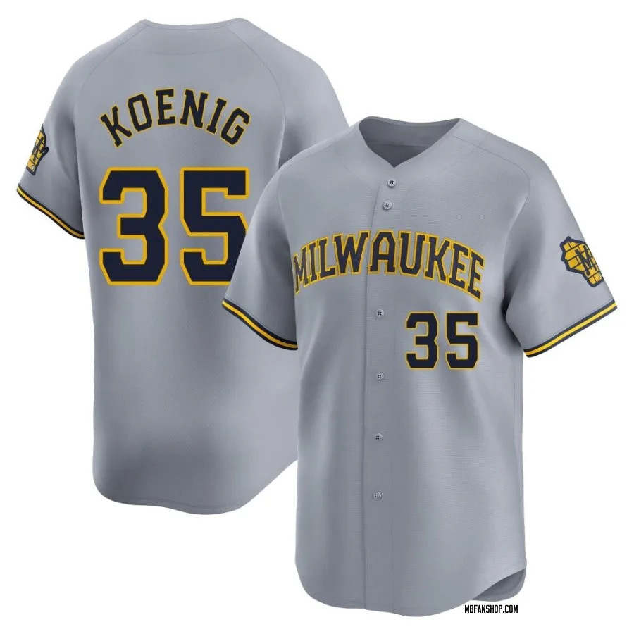 Limited Men's Jared Koenig Milwaukee Brewers Away Jersey - Gray