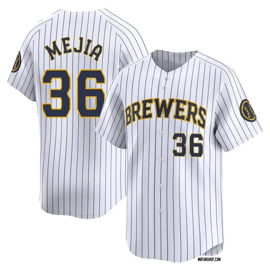 Limited Men's J.C. Mejia Milwaukee Brewers Alternate Jersey - White