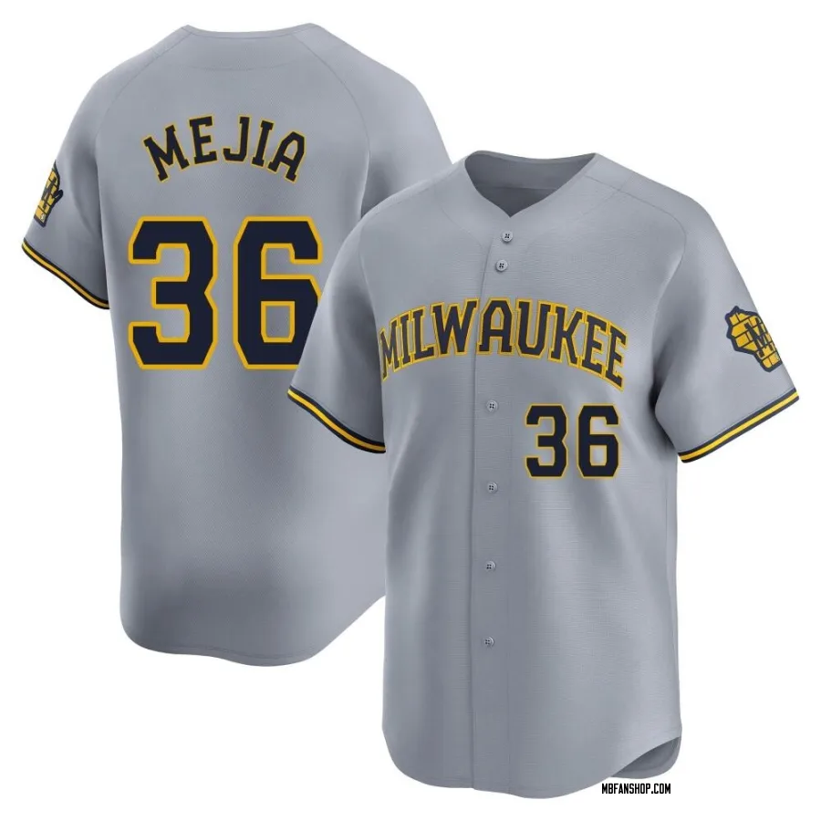Limited Men's J.C. Mejia Milwaukee Brewers Away Jersey - Gray