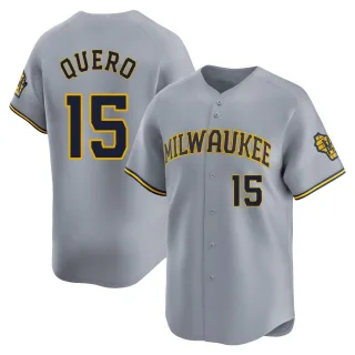 Limited Men's Jeferson Quero Milwaukee Brewers Away Jersey - Gray