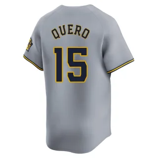 Limited Men's Jeferson Quero Milwaukee Brewers Away Jersey - Gray