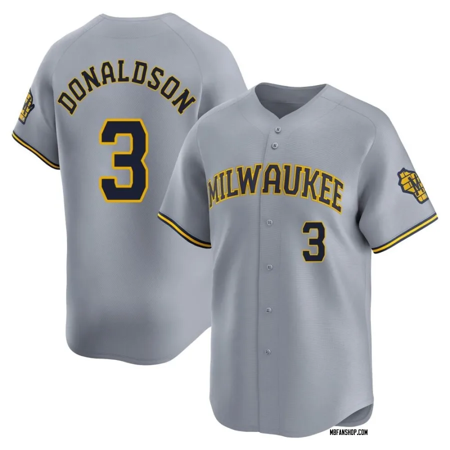 Limited Men's Josh Donaldson Milwaukee Brewers Away Jersey - Gray