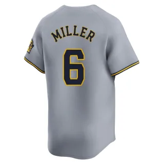 Limited Men's Owen Miller Milwaukee Brewers Away Jersey - Gray