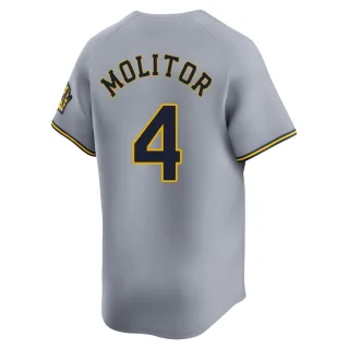 Limited Men's Paul Molitor Milwaukee Brewers Away Jersey - Gray