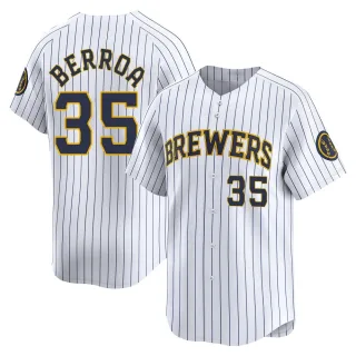 Limited Men's Steward Berroa Milwaukee Brewers Alternate Jersey - White
