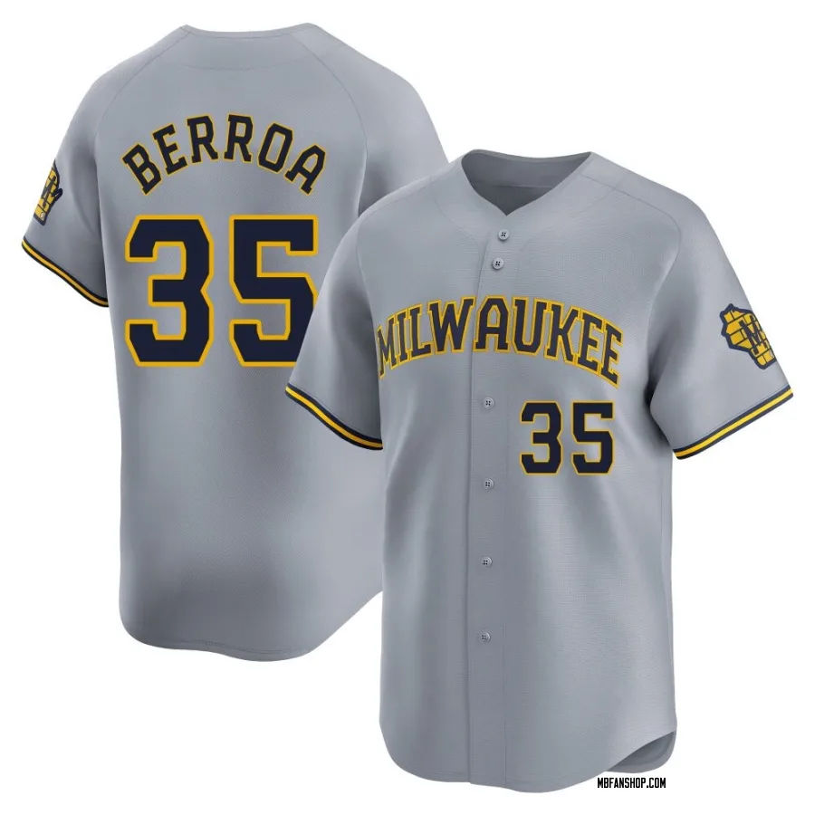 Limited Men's Steward Berroa Milwaukee Brewers Away Jersey - Gray