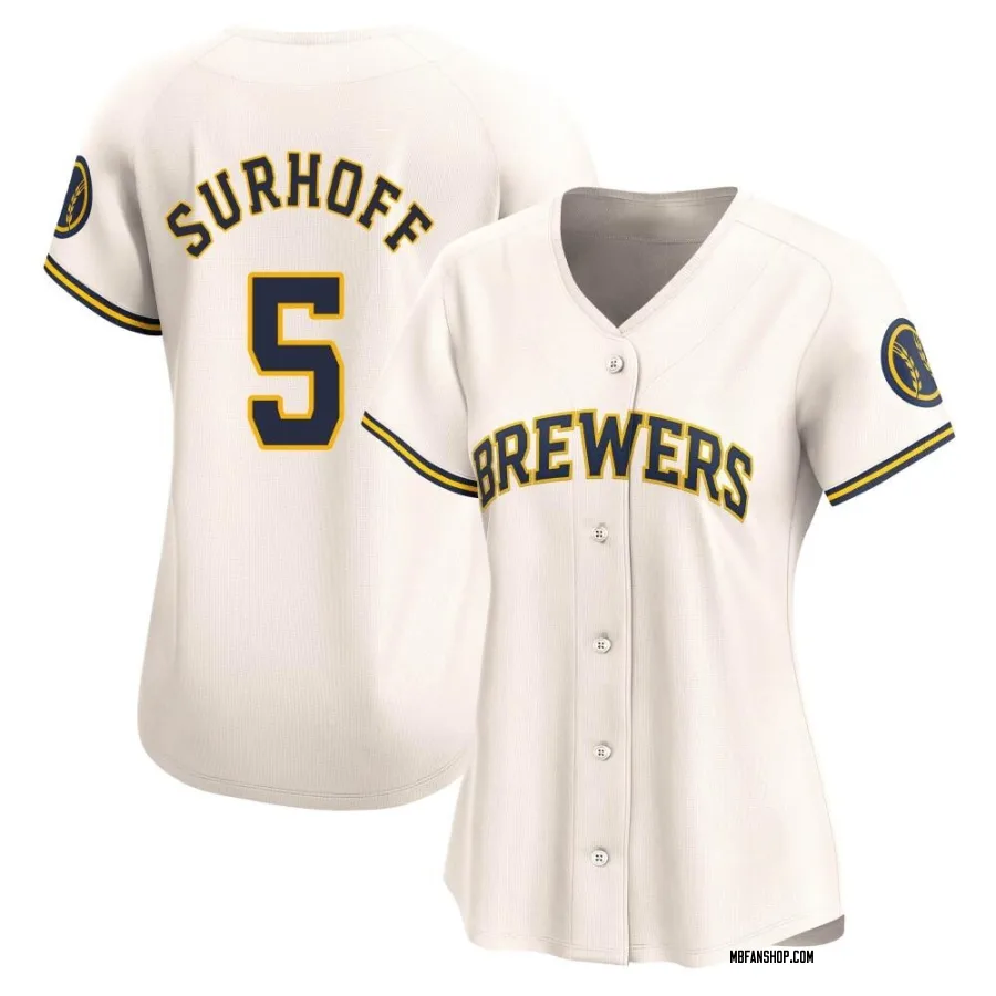 Limited Women's Bj Surhoff Milwaukee Brewers Home Jersey - Cream