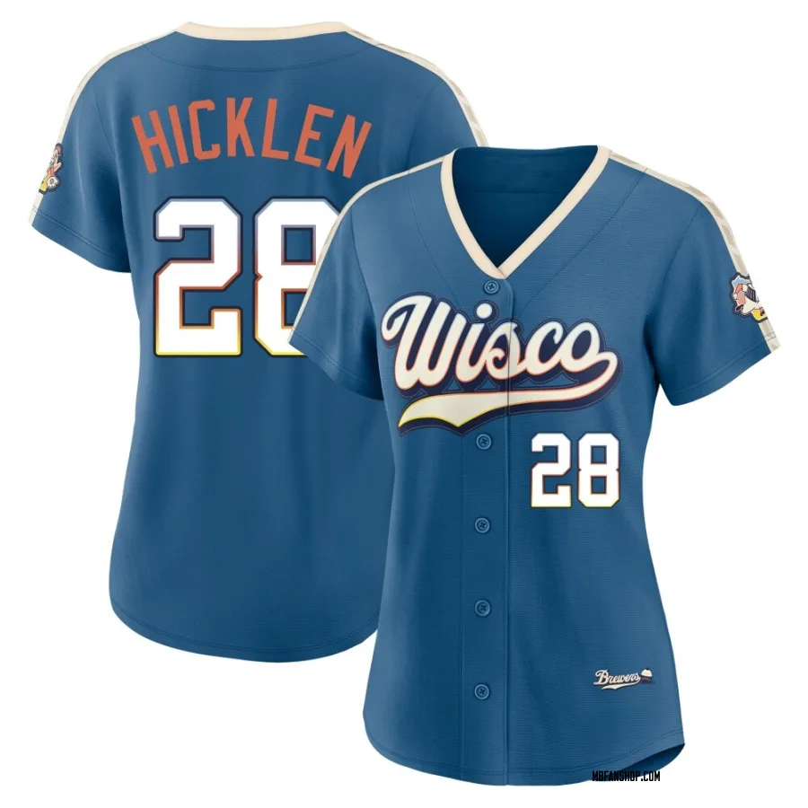 Limited Women's Brewer Hicklen Milwaukee Brewers Mineral 2026 City Connect Stadium Jersey - Blue