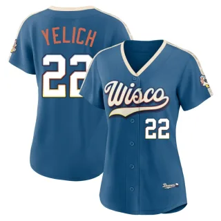 Limited Women's Christian Yelich Milwaukee Brewers Mineral 2026 City Connect Stadium Jersey - Blue