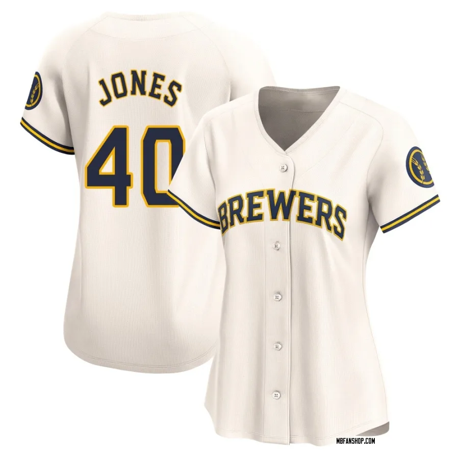 Limited Women's Greg Jones Milwaukee Brewers Home Jersey - Cream