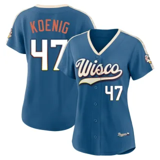 Limited Women's Jared Koenig Milwaukee Brewers Mineral 2026 City Connect Stadium Jersey - Blue