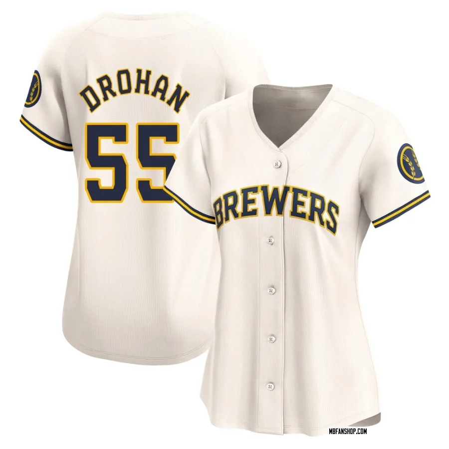 Limited Women's Shane Drohan Milwaukee Brewers Home Jersey - Cream