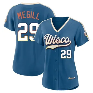 Limited Women's Trevor Megill Milwaukee Brewers Mineral 2026 City Connect Stadium Jersey - Blue