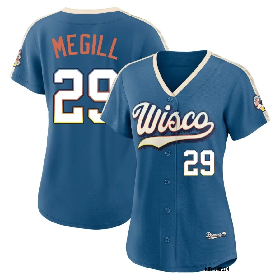 Limited Women's Trevor Megill Milwaukee Brewers Mineral 2026 City Connect Stadium Jersey - Blue