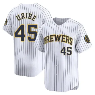 Limited Youth Abner Uribe Milwaukee Brewers Alternate Jersey - White