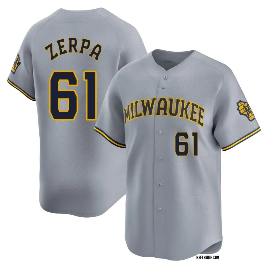 Limited Youth Angel Zerpa Milwaukee Brewers Away Jersey - Gray