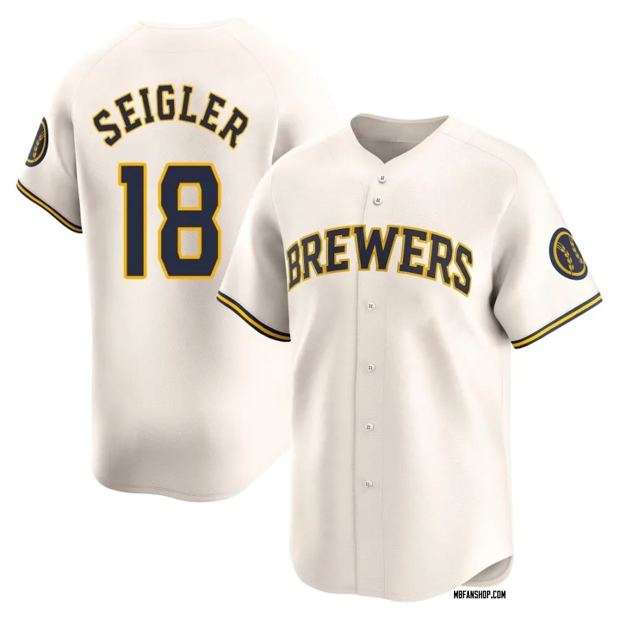 Limited Youth Anthony Seigler Milwaukee Brewers Home Jersey - Cream