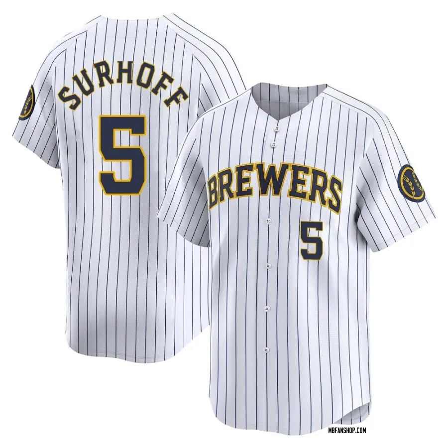 Limited Youth Bj Surhoff Milwaukee Brewers Alternate Jersey - White