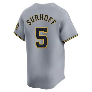 Limited Youth Bj Surhoff Milwaukee Brewers Away Jersey - Gray