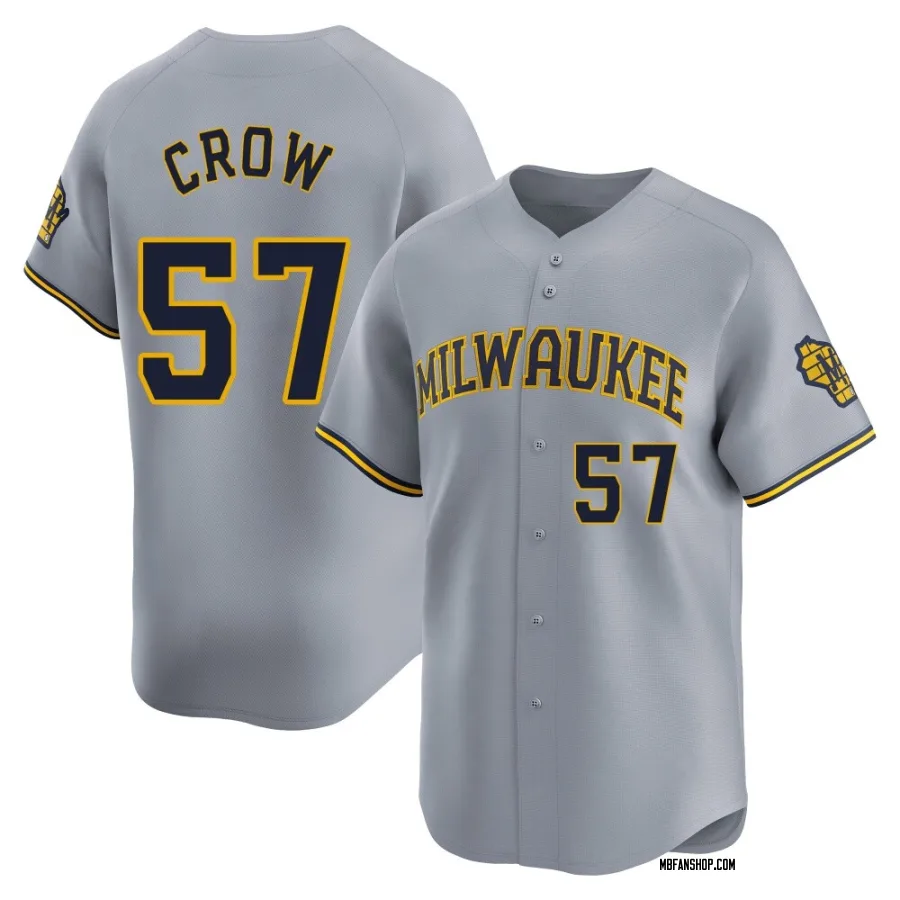 Limited Youth Coleman Crow Milwaukee Brewers Away Jersey - Gray