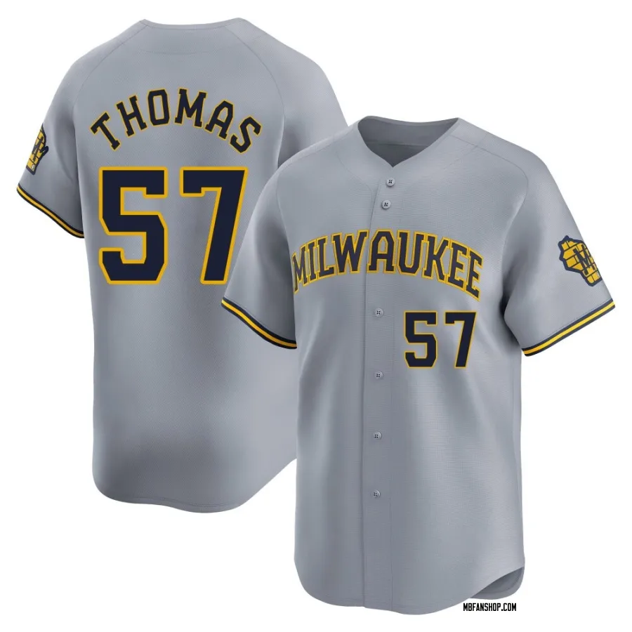 Limited Youth Connor Thomas Milwaukee Brewers Away Jersey - Gray