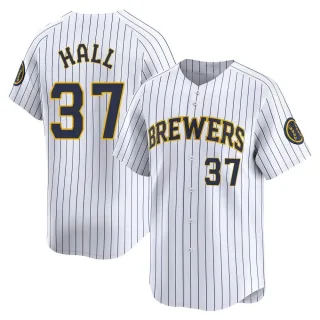 Limited Youth DL Hall Milwaukee Brewers Alternate Jersey - White