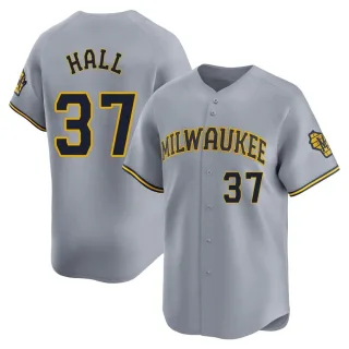 Limited Youth DL Hall Milwaukee Brewers Away Jersey - Gray