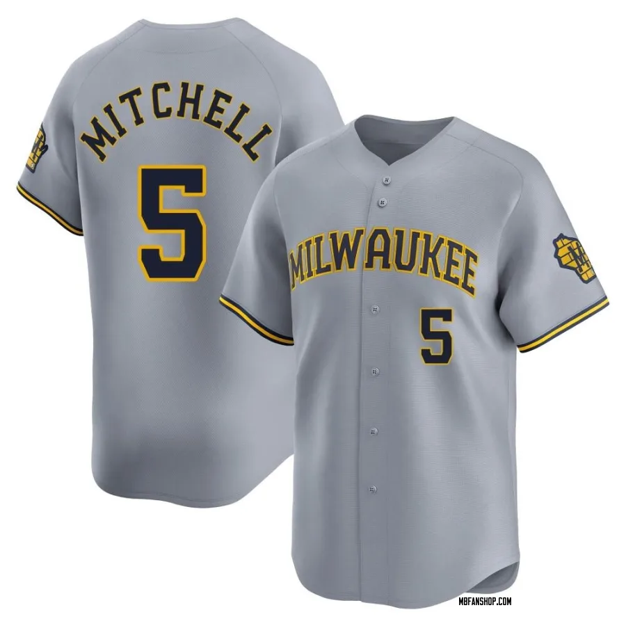 Limited Youth Garrett Mitchell Milwaukee Brewers Away Jersey - Gray