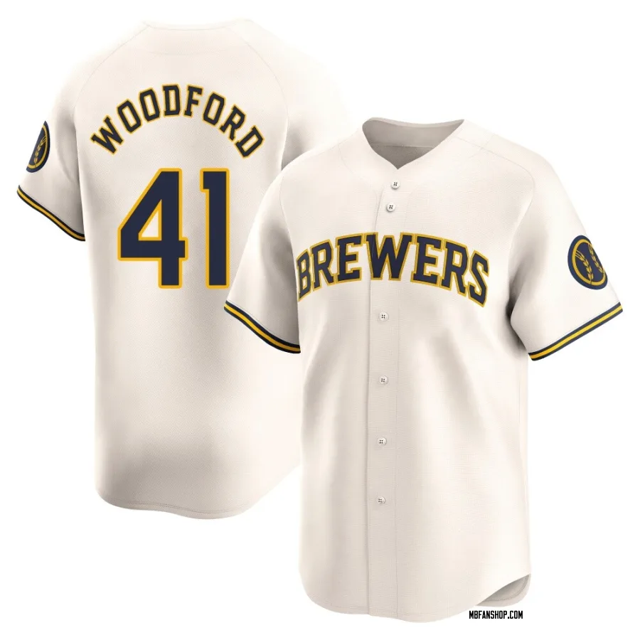 Limited Youth Jake Woodford Milwaukee Brewers Home Jersey - Cream